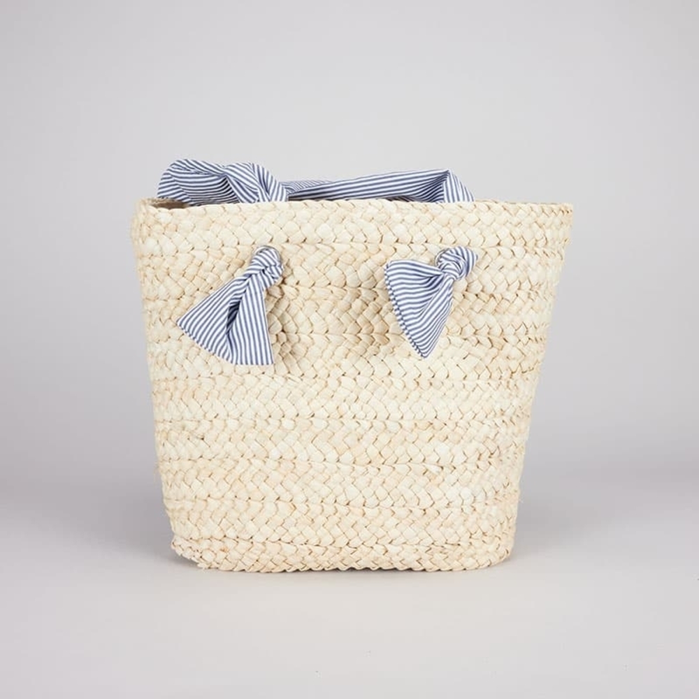Woven Straw Tote with Drawstring Cover